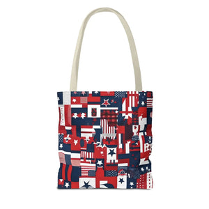 Patriotic Tote Bag - Red White Blue Design Travel - Dipaliz - Shopping Totes