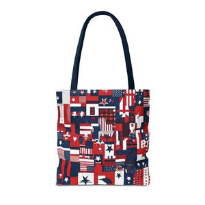 Patriotic Tote Bag - Red White Blue Design Travel - Dipaliz - Shopping Totes