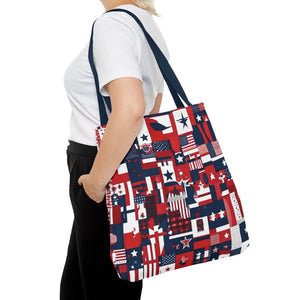 Patriotic Tote Bag - Red White Blue Design Travel - Dipaliz - Shopping Totes