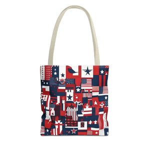 Patriotic Tote Bag - Red White Blue Design Travel - Dipaliz - Shopping Totes
