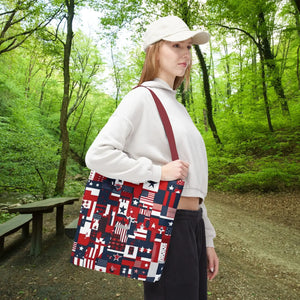 Patriotic Tote Bag - Red White Blue Design Travel - Dipaliz - Shopping Totes