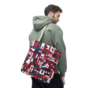 Patriotic Tote Bag - Red White Blue Design Travel - Dipaliz - Shopping Totes