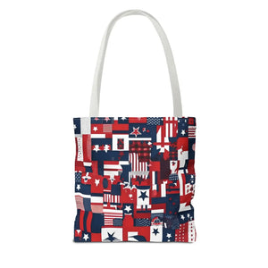 Patriotic Tote Bag - Red White Blue Design Travel - Dipaliz - Shopping Totes