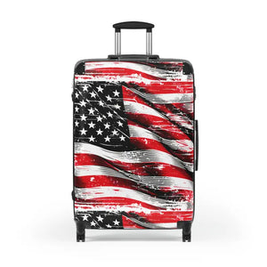 Patriotic Travel Suitcase - Bold American Flag Design - Dipaliz - Large / Black - Suitcases