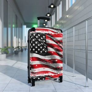 Patriotic Travel Suitcase - Bold American Flag Design - Dipaliz - Medium / Black - Suitcases