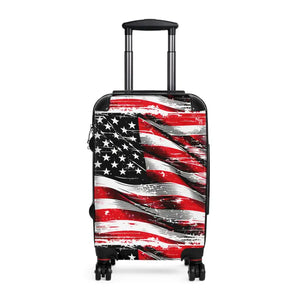 Patriotic Travel Suitcase - Bold American Flag Design - Dipaliz - Small / Black - Suitcases