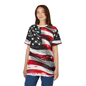 Distressed American Flag Unisex Cut Sew Tee - Dipaliz - T-shirts