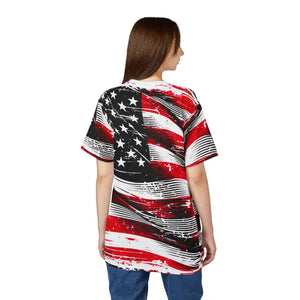 Distressed American Flag Unisex Cut Sew Tee - Dipaliz - T-shirts