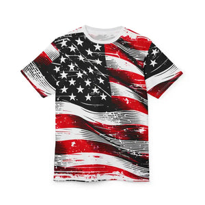 Distressed American Flag Unisex Cut Sew Tee - Dipaliz - T-shirts