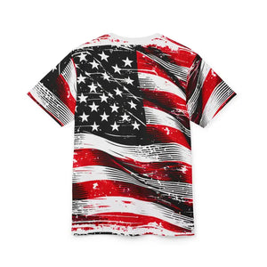 Distressed American Flag Unisex Cut Sew Tee - Dipaliz - T-shirts