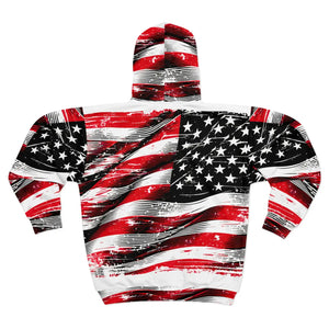 Patriotic Unisex Zip Hoodie - Distressed American Flag Design - Hoodies - Xs