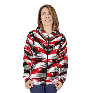 Patriotic Unisex Zip Hoodie - Distressed American Flag Design - Hoodies - Xs