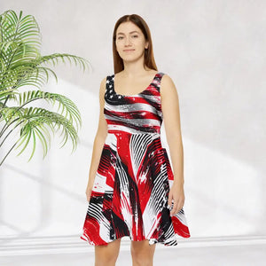 Eye-catching Skater Dress Bold American Flag Breathable Fabric Dipaliz - Xs - Dresses