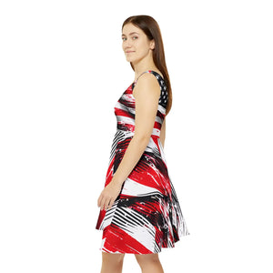 Bold American Flag Skater Dress – Breathable Fabric - Dipaliz - Dresses - Xs