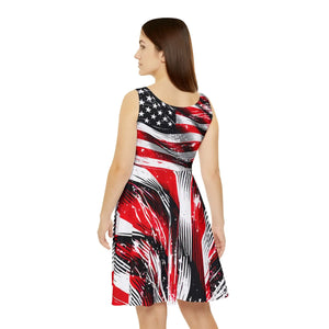 Bold American Flag Skater Dress – Breathable Fabric - Dipaliz - Dresses - Xs