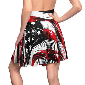American Flag Skater Skirt - Patriotic Style Bold Summer - Dipaliz - Skirts