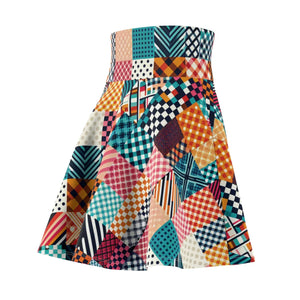 Patterned Checkered Skater Skirt - Soft Polyester - Dipaliz - Skirts - l