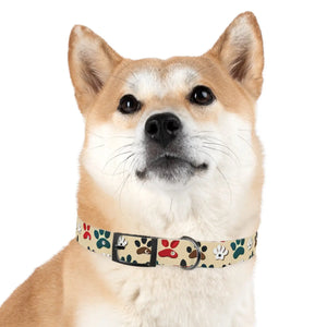 Colorful Paw Print Dog Collar - Waterproof Tpu - Dipaliz - Standard Collars
