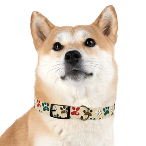 Colorful Paw Print Dog Collar - Waterproof Tpu - Dipaliz - Standard Collars