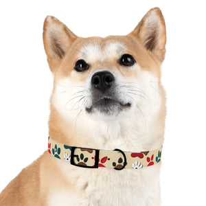 Colorful Paw Print Dog Collar - Waterproof Tpu - Dipaliz - Standard Collars
