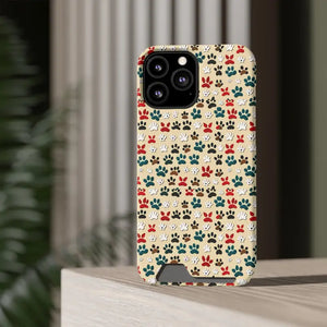 Paw Print Phone Case Card Holder Pet Lover Style - Dipaliz - Mobile Cases