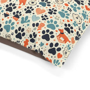 Furry Friend Pet Bed Cotton Polyester Paw Prints Comfort - Dipaliz - Beds