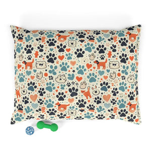 Furry Friend Pet Bed Cotton Polyester Paw Prints Comfort - Dipaliz - Beds