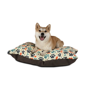 Furry Friend Pet Bed Cotton Polyester Paw Prints Comfort - Dipaliz - 40’’ × 30’’ - Beds