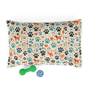 Furry Friend Pet Bed Cotton Polyester Paw Prints Comfort - Dipaliz - 28’’ × 18’’ - Beds