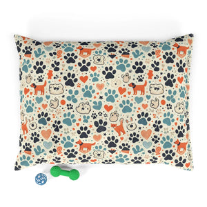 Cozy Furry Friend Pet Bed Paw Prints Cotton Polyester - Dipaliz - Beds