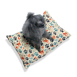 Cozy Furry Friend Pet Bed Paw Prints Cotton Polyester - Dipaliz - Beds