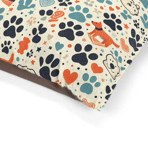 Cozy Furry Friend Pet Bed Paw Prints Cotton Polyester - Dipaliz - Beds