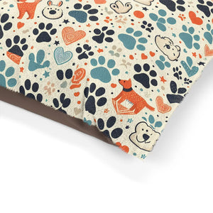 Cozy Furry Friend Pet Bed Paw Prints Cotton Polyester - Dipaliz - Beds