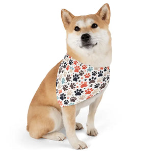 Pet Bandana Collar - Fun Paw Prints Polyester Design - Dipaliz - l - Bandanas