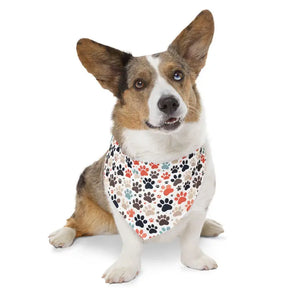 Pet Bandana Collar - Fun Paw Prints Polyester Design - Dipaliz - Bandanas