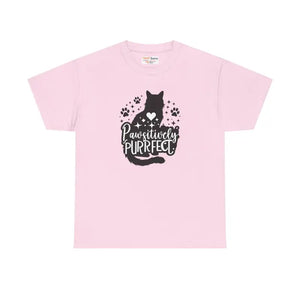 Purrfect Cat Heavy Cotton Tee for Lovers - Dipaliz - Light Pink / s - T-shirts