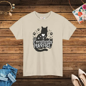 Purrfect Cat Heavy Cotton Tee for Lovers - Dipaliz - Sand / s - T-shirts