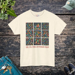 Wild Heavy Cotton Tee Paws Fins Wings Whiskers Print - Dipaliz - Natural / s - T-shirts