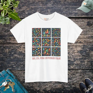 Wild Heavy Cotton Tee Paws Fins Wings Whiskers Print - Dipaliz - T-shirts