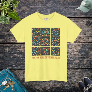 Wild Heavy Cotton Tee Paws Fins Wings Whiskers Print - Dipaliz - T-shirts