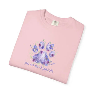 Watercolor Paw Print T-shirt - Soft Floral Pet Tee - Dipaliz - T-shirts