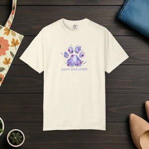 Watercolor Paw Print T-shirt - Soft Floral Pet Tee - Dipaliz - Ivory / s - T-shirts