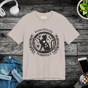 Unisex Cat Lover Tee - Pawsitively Purrfect Jersey - Dipaliz - T-shirts - Xs
