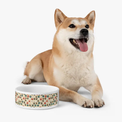 Pawsome Pup’s Posh Paw-print Porcelain Pet Bowl - Pets