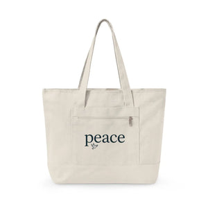 Peace Canvas Tote Bag - Zippered 12oz Cotton - Dipaliz - Bags