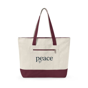 Peace Canvas Tote Bag - Zippered 12oz Cotton - Dipaliz - Bags