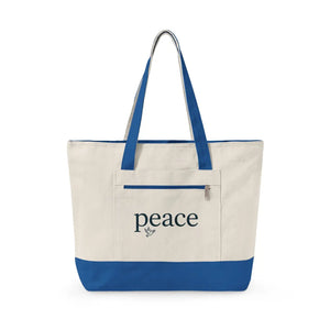 Peace Canvas Tote Bag - Zippered 12oz Cotton - Dipaliz - Bags