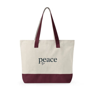 Peace Canvas Tote Bag - Zippered 12oz Cotton - Dipaliz - Bags
