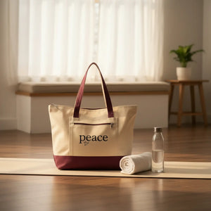 Peace Canvas Tote Bag - Zippered 12oz Cotton - Dipaliz - Bags
