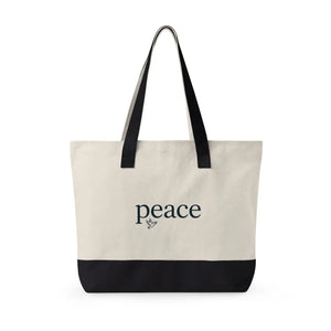 Peace Canvas Tote Bag - Zippered 12oz Cotton - Dipaliz - Bags